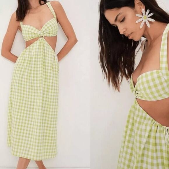 NWT For Love & Lemons Maureen Midi Gingham Dress Size XS - Picture 2 of 5